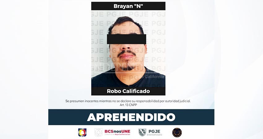 Detienen a Brayan “N” por el delito de robo a casa habitación