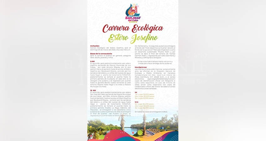 La Carrera Ecológica Estero Josefino formará parte de las Fiestas Tradicionales de San José del Cabo 2022
