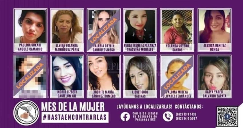 Difunden lista de 12 mujeres desaparecidas en BCS