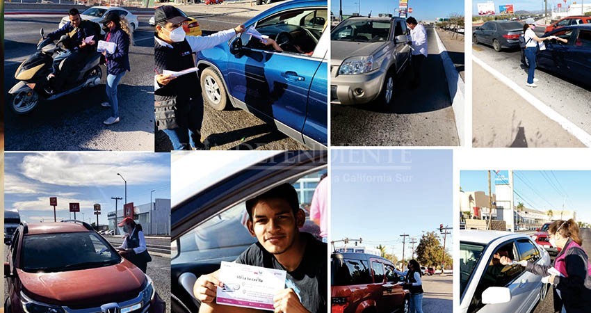 Realiza el INE de BCS una jornada de volanteo para difundir Revocación de Mandato