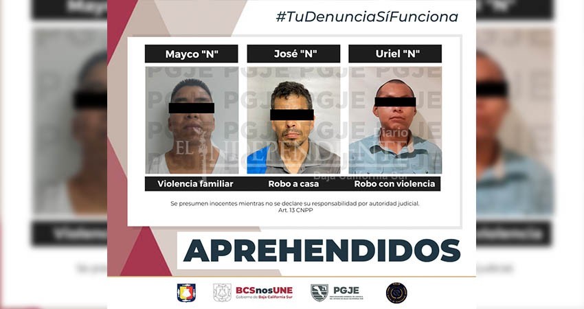 Son detenidas  tres personas por diversos delitos