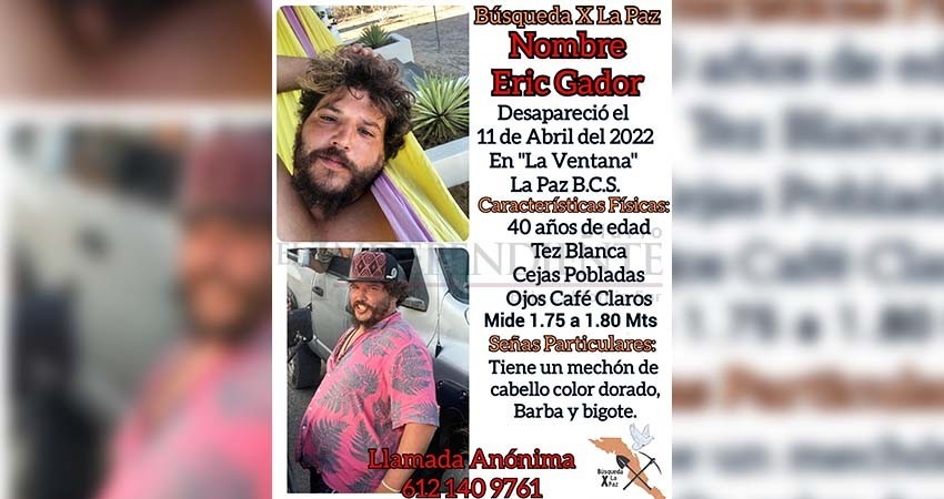 Ofrecen recompensa para quien ayude a encontrar a Eric Gador