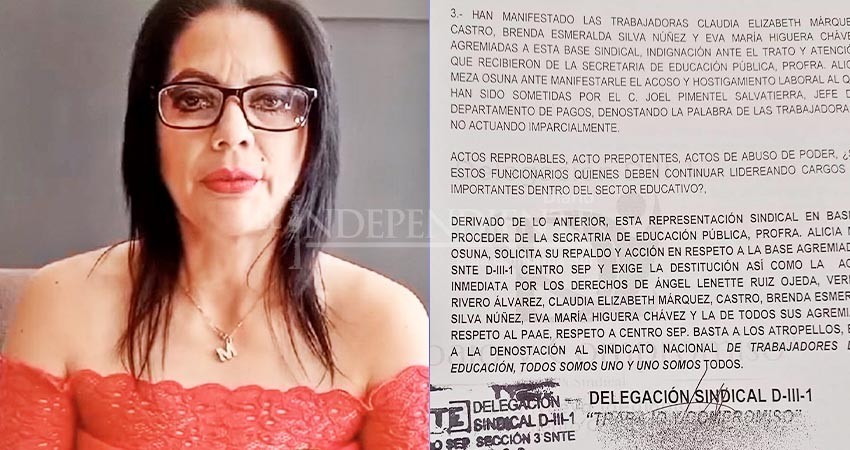 Trabajadoras de la educación piden respaldo de SNTE-III; exigen la destitución de la titular de SEPBCS Trabajadoras de la educación piden respaldo de SNTE-III; exigen la destitución de la titular de SEPBCS