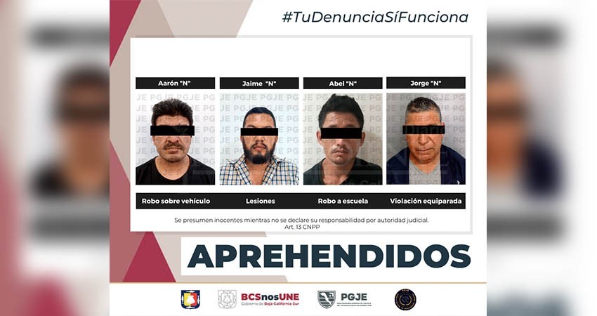 Fueron ejecutadas 4 órdenes de aprehensión por delitos de robo y lesiones
