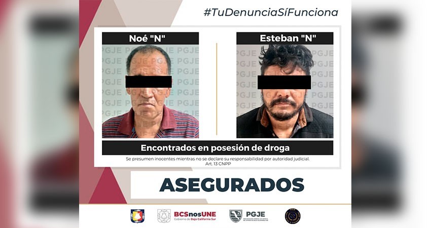 Detienen a dos probables narcomenudistas en La Paz