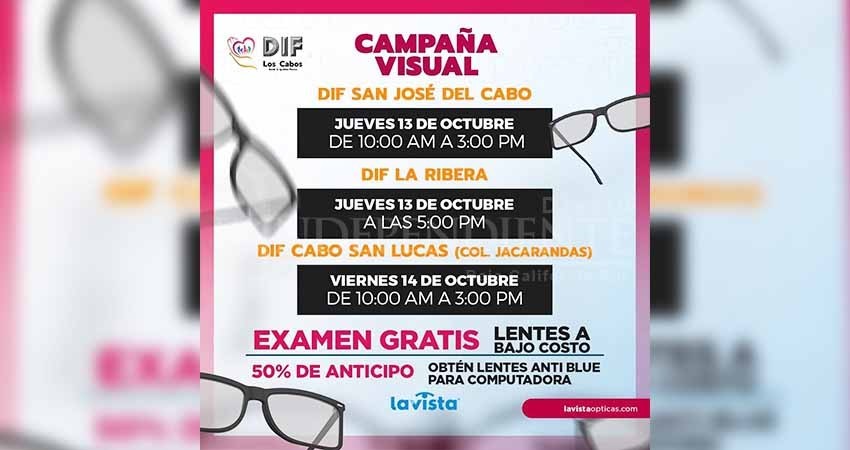DIF Los Cabos y La Vista, servicios ópticos invitan a aprovechar su campaña visual