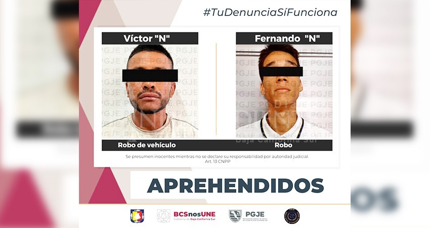 Aprehenden a dos personas en Los Cabos por el delito de robo Aprehenden a dos personas en Los Cabos por el delito de robo