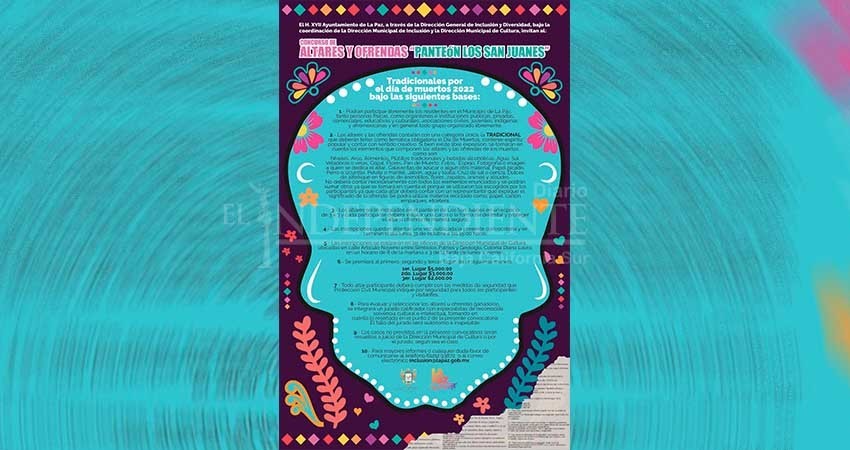 Convocan a participar en el Concurso de Altares y Ofrendas por el día de muertos en La Paz