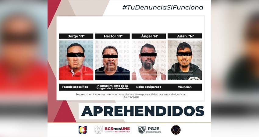 Ejecutan cuatro órdenes de aprehensión por diversos delitos Ejecutan cuatro órdenes de aprehensión por diversos delitos