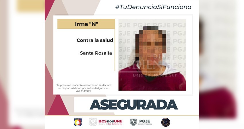 Fue apresada Irma “N”, presunta narcomenudista en Santa Rosalía Fue apresada Irma “N”, presunta narcomenudista en Santa Rosalía