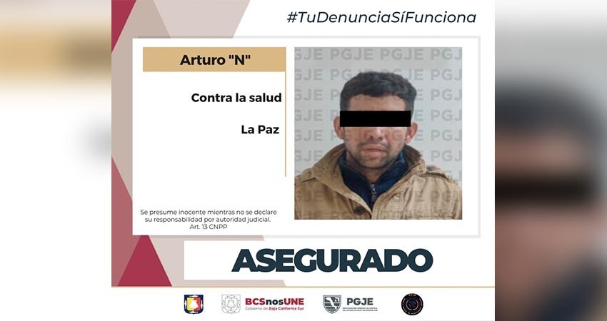 Detienen a Arturo “N” en posesión de cristal y un arma de fuego en La Paz Detienen a Arturo “N” en posesión de cristal y un arma de fuego en La Paz