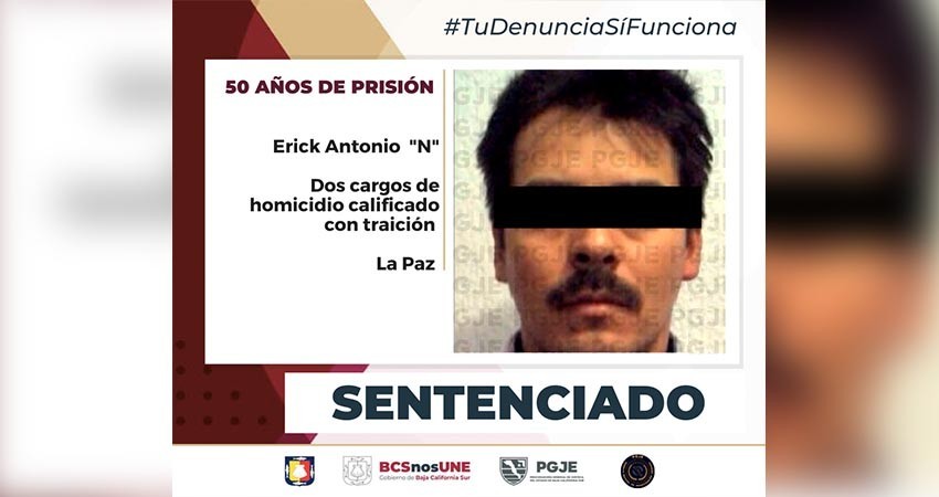 Condenan a 50 años de prisión al inculpado de dos cargos de homicidio calificado con traición Condenan a 50 años de prisión al inculpado de dos cargos de homicidio calificado con traición