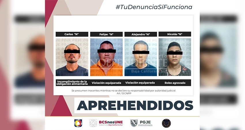 Son detenidas 4 personas por diversos delitos cometidos en BCS Son detenidas 4 personas por diversos delitos cometidos en BCS