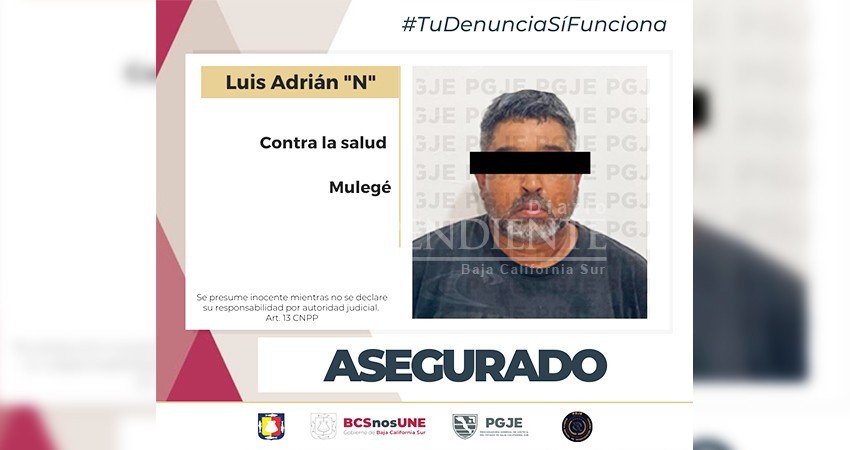 Fue detenido Adrián “N” en posesión de drogas en Santa Rosalía