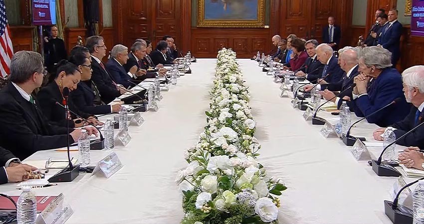 Cena Justin Trudeau con Joe Biden y López Obrador en Palacio Nacional