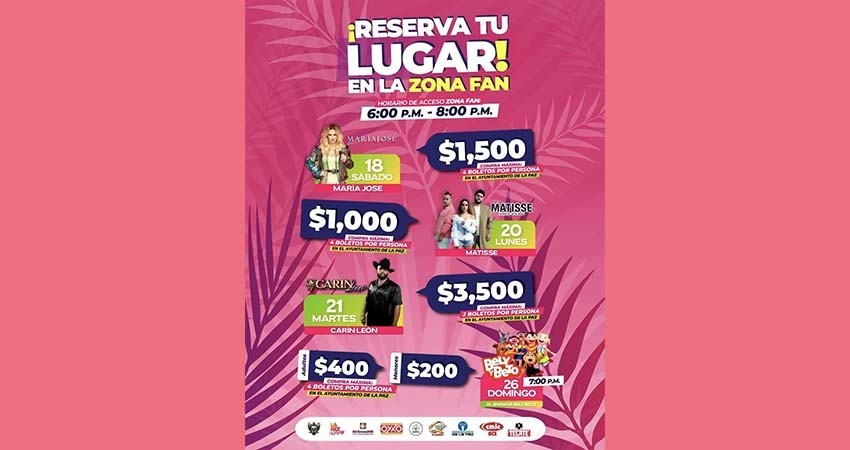 Área Fan del Carnaval La Paz 2023 tendrá un costo de hasta 3,500 pesos Área Fan del Carnaval La Paz 2023 tendrá un costo de hasta 3,500 pesos