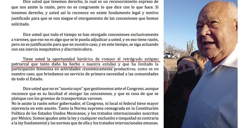 Gremio Rosa al Gobernador: "Tiene la oportunidad histórica de romper la tradición de solo concesionar a varones" Gremio Rosa al Gobernador: "Tiene la oportunidad histórica de romper la tradición de solo concesionar a varones"