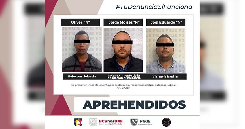 Son detenidas tres personas por robo y delitos contra la familia