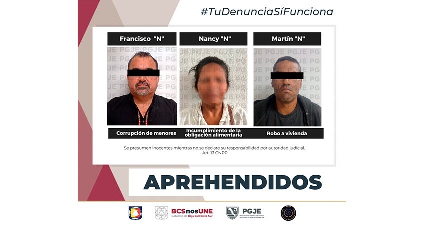 Por delitos sexuales y contra la familia y robo fueron aprehendidas tres personas