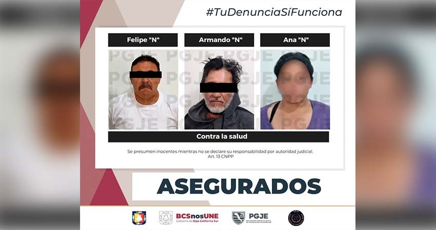 Detiene PGJE a tres personas en posesión de narcóticos en Santa Rosalía Detiene PGJE a tres personas en posesión de narcóticos en Santa Rosalía