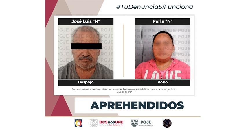 Aprehenden dos personas en La Paz por diversos delitos