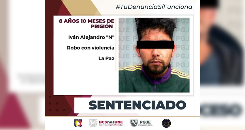 Sentencian a más de 8 años de prisión al culpable de robo con violencia en La Paz