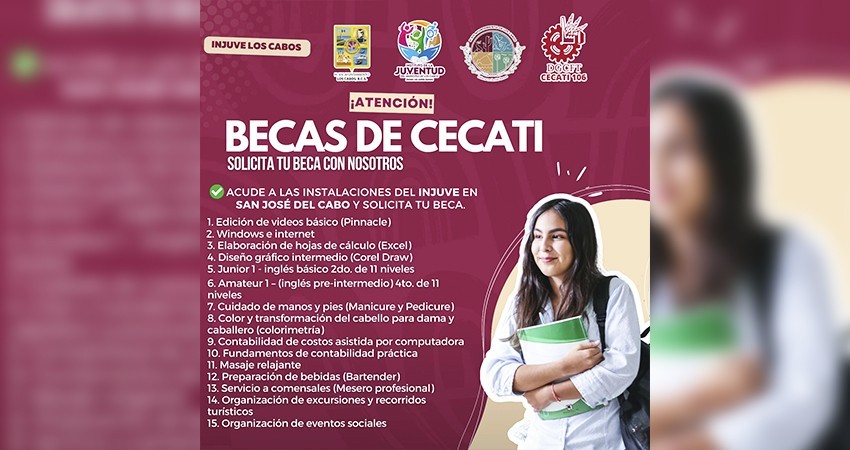 100 jóvenes de Los Cabos tendrán acceso a talleres que ofrece el CECATI #106 de manera gratuita