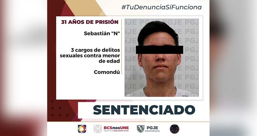Sentencian a 31 años de prisión a Sebastián “N” por 3 cargos de delitos sexuales contra un menor de edad