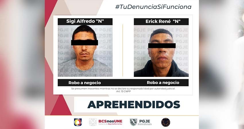 Son aprehendidas dos personas en BCS por el delito de robo