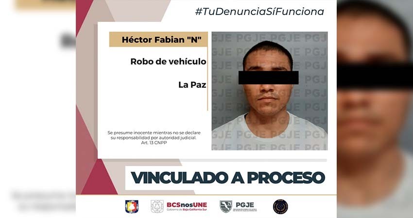 Fabian “N” quedó vinculado a proceso por robo de vehículo en La Paz