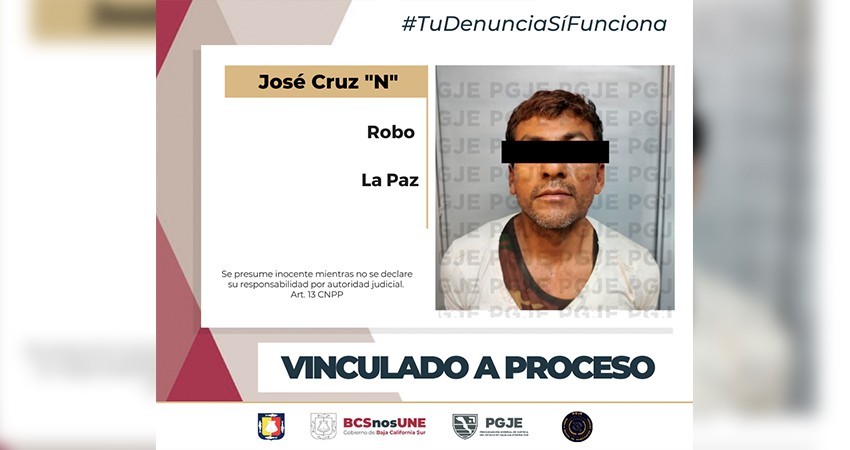Quedó vinculado a proceso Cruz “N”, por el delito de robo en La Paz