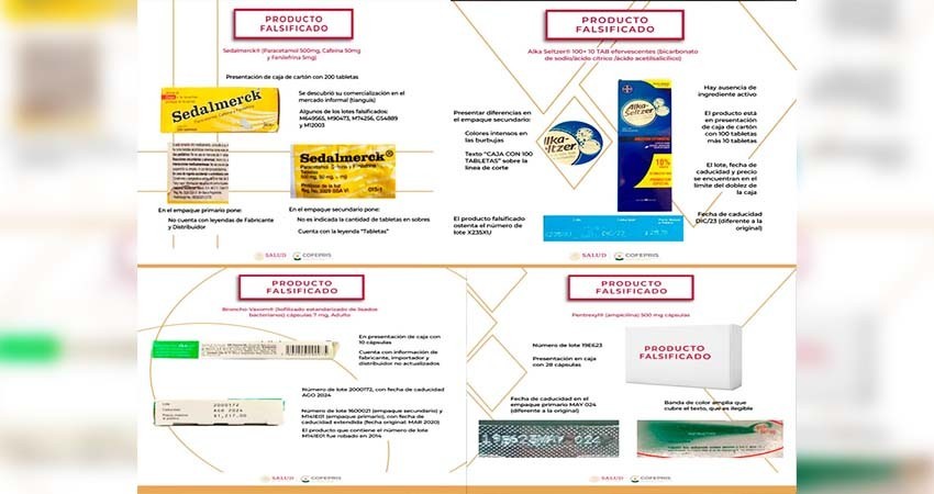 Cofepris emite alerta sobre falsificación de cuatro medicamentos