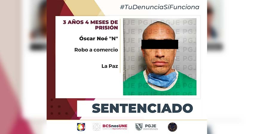Sentencian a más de 3 años de prisión a Noé “N” por el delito de robo a comercio