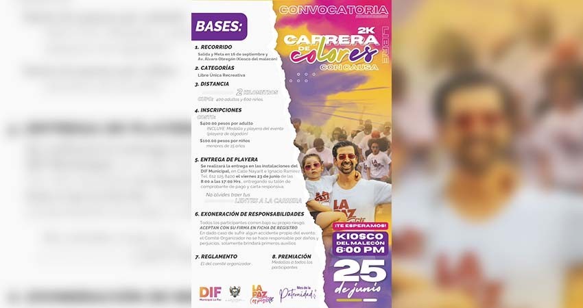 Invita DIF La Paz a la segunda edición de la Carrera de Colores