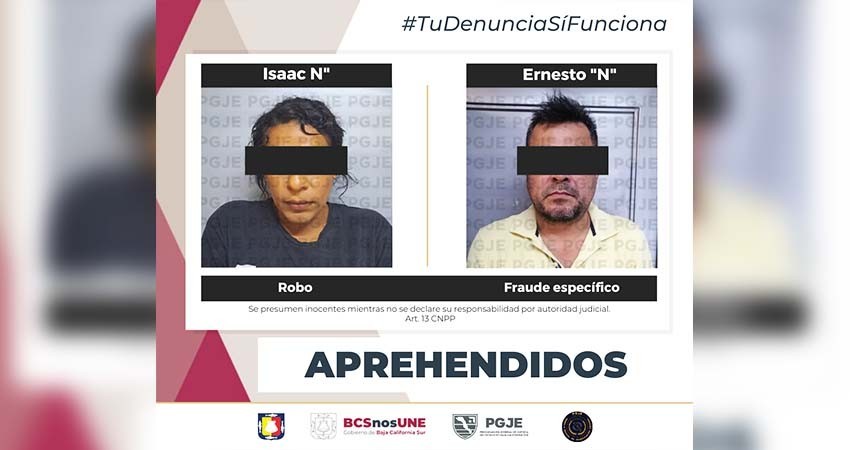 Aprehenden a 2 personas relacionadas con hechos delictivos en La Paz