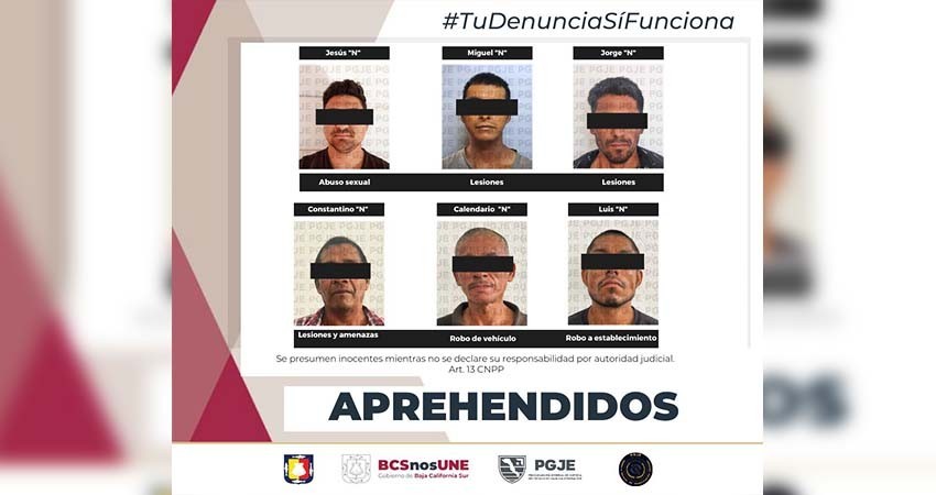Fueron aprehendidas 6 personas por diversos delitos
