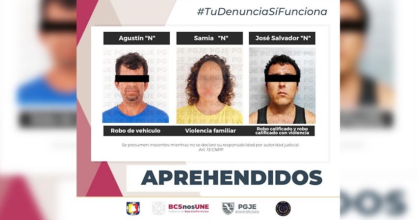 Son detenidas tres personas por diversos delitos