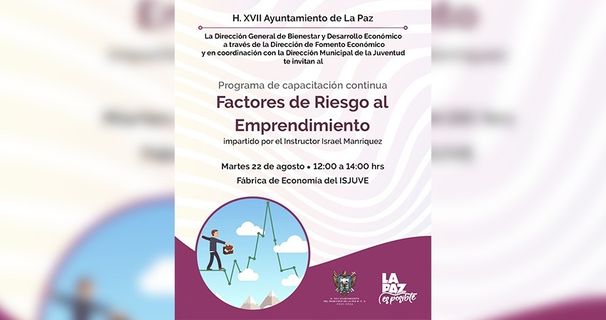 Impartirán curso “Factores de Riesgo al Emprendimiento” para jóvenes