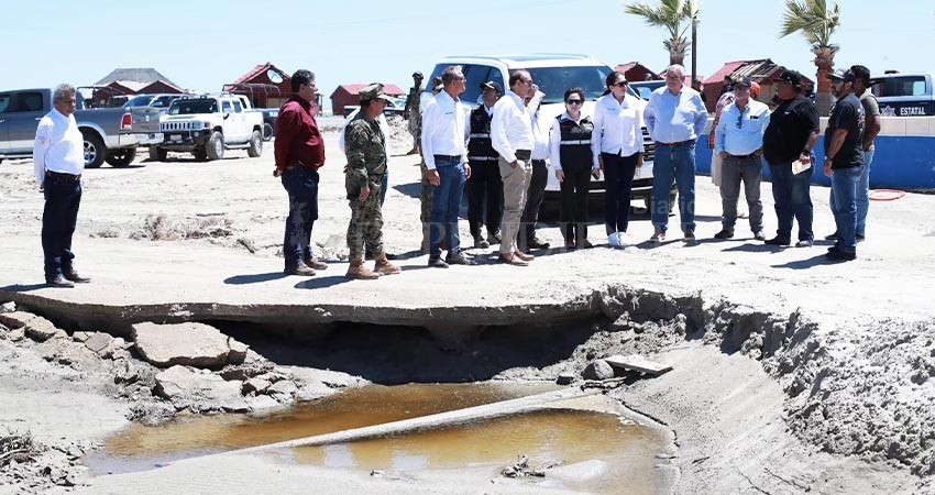Atienden gobiernos federal y estatal, afectaciones de Hilary en el norte de BCS