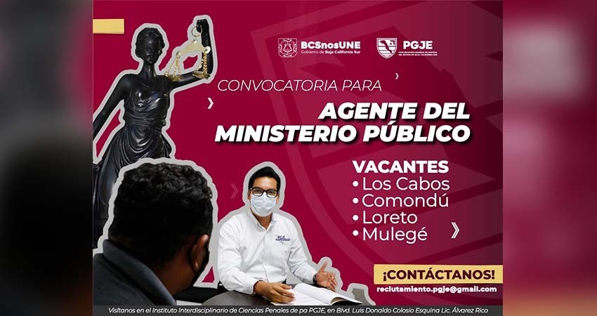 Convoca PGJE a hombres y mujeres con vocación de servicio para fungir como agentes del ministerio público