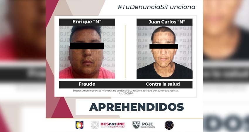 Son aprehendidos dos hombres en La Paz y Los Cabos Son aprehendidos dos hombres en La Paz y Los Cabos