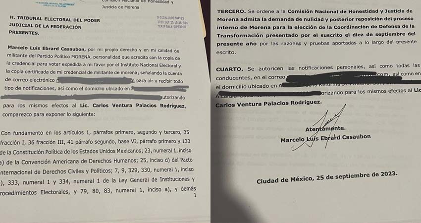 Ebrard denuncia a Morena ante el Tribunal Electoral por proceso interno Ebrard denuncia a Morena ante el Tribunal Electoral por proceso interno