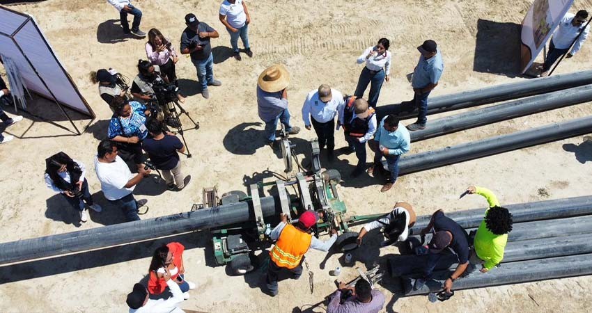 Dan el banderazo de inicio a la obra de interconexión del pozo 5 “El Chaparro” a la red hidráulica