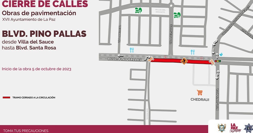 A partir de hoy cierran a la circulación parte del Bulevar Pino Pallas por obras de pavimentación