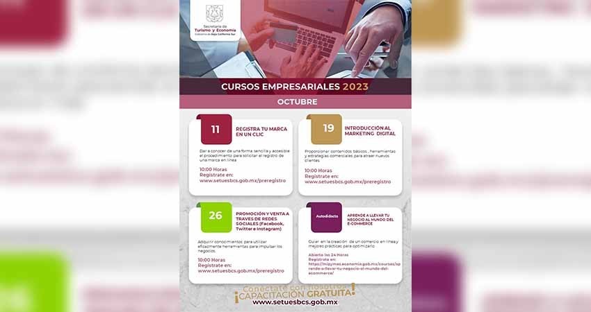 Invita SETUE a cursos empresariales del mes de octubre