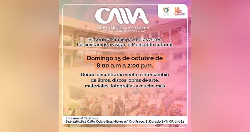 Invitan al Mercadito Cultural del Centro Municipal de las Artes