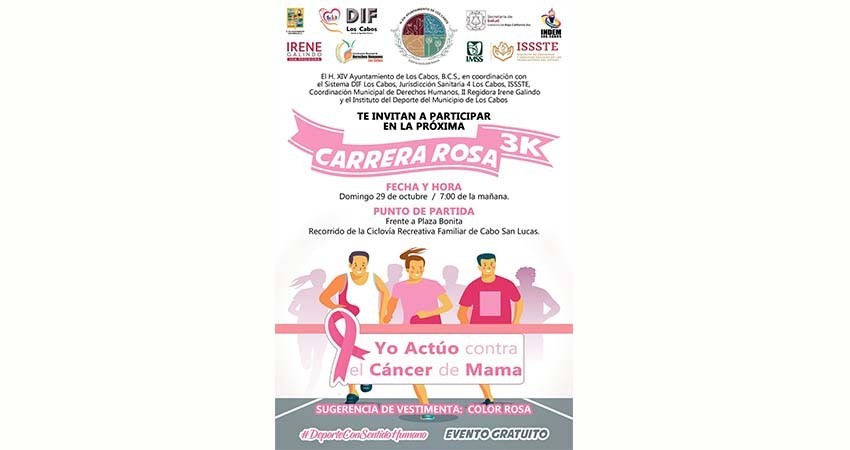 Se llevará a cabo la “Carrera Rosa 3k” a favor de la sensibilización contra el cáncer de mama