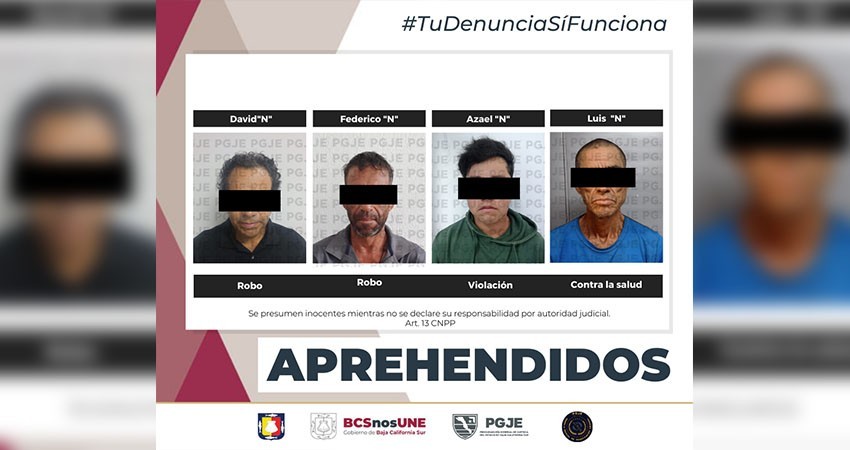 Aprehende PGJE a 4 personas por diversos delitos