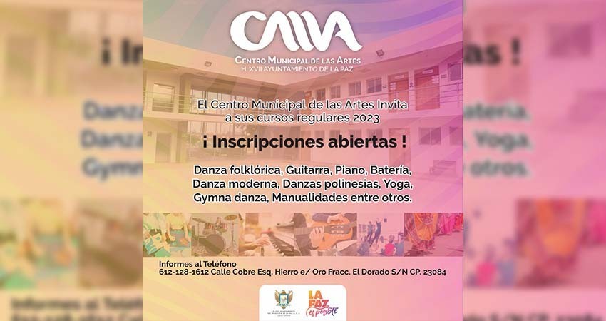 Invitan a los cursos y talleres en el Centro Municipal de las Artes