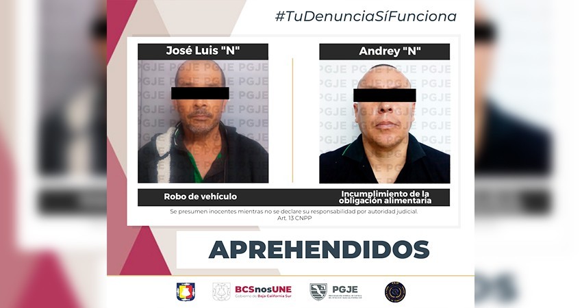 Fueron aprehendidas dos personas por el delito de robo e incumplimiento de pago de pensión